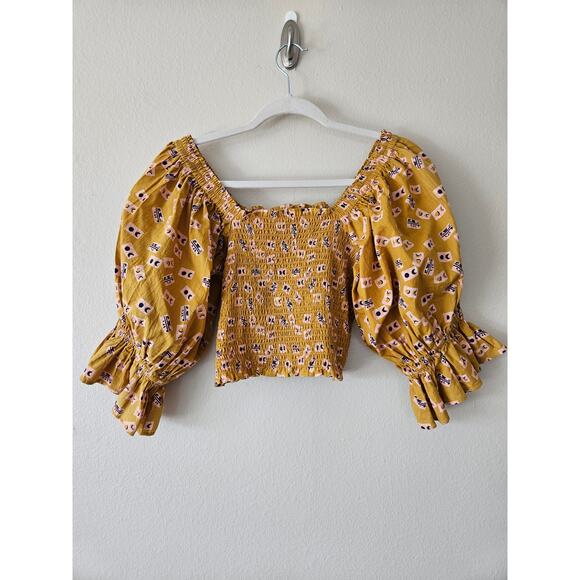 Fragonard Tops - Fragonard Parfumeur Puff Sleeve Smocked Top, Size TU (One Size)